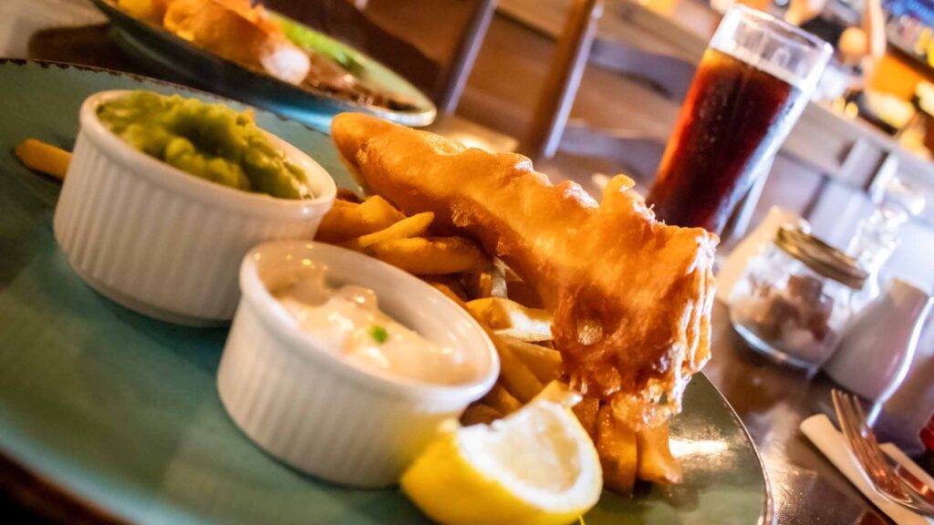 Fish and Chips by the Sea at The Steamboat Inn Restaurant Dumfries